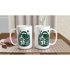 Alien And Bigfoot Play Guitar - White 15oz Ceramic Mug 15oz Mug Globally Fulfilled Music Sci Fi