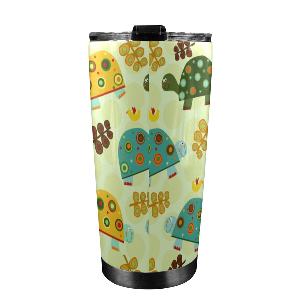 Retro Turtles - 20oz Mobile Tumbler with Lid (Black Lock) 20oz Travel Mug Ocean Printed Offshore