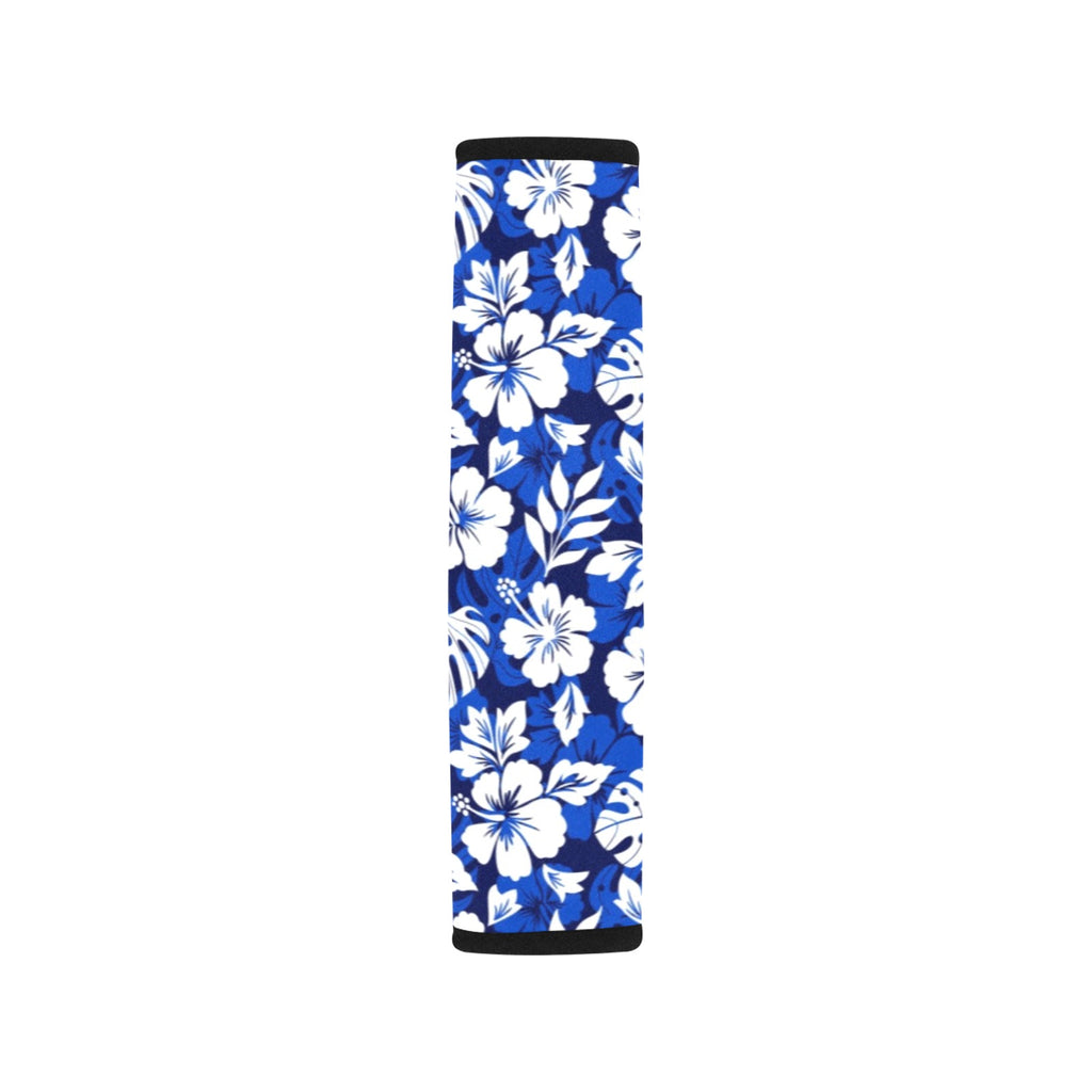 Blue Hawaiian Floral Car Seat Belt Cover 7''x10'' (Pack of 2) Car Seat Belt Cover 7x10 (Pack of 2) Plants Printed Offshore