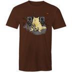 Cat Bass Player - Mens T-Shirt Dark Chocolate Mens T-shirt animal Music Printed In Australia