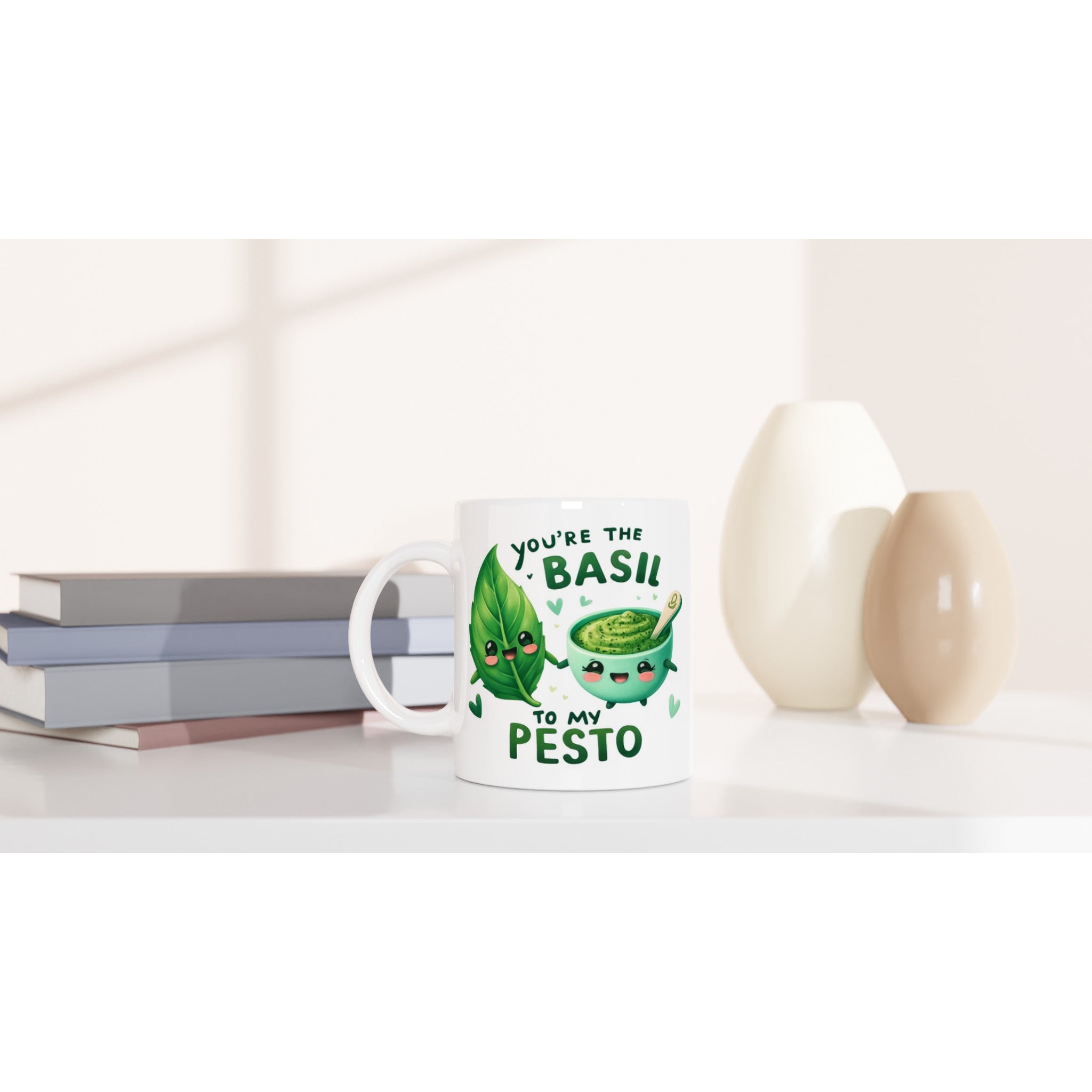 You're The Basil To My Pesto, Valentine - White 11oz Ceramic Mug White 11oz Mug Food Globally Fulfilled Love