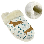Sausage Dog Men's Fur Trim Thick-Sole Indoor Slippers Men's Fur Trimmed Slippers animal Printed Offshore