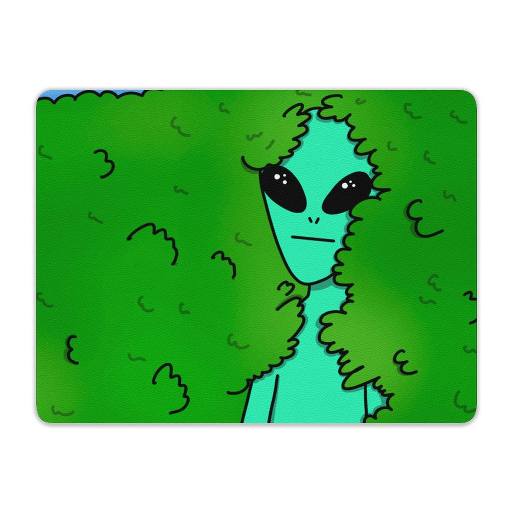 Alien Backing Into Hedge - Leather Mouse Pad Leather Mouse Pad Printed Offshore Sci Fi