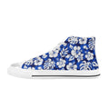 Blue Hawaiian Floral - Men's High Top Canvas Shoes