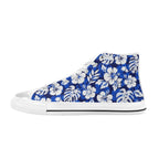 Blue Hawaiian Floral - Men's High Top Canvas Shoes