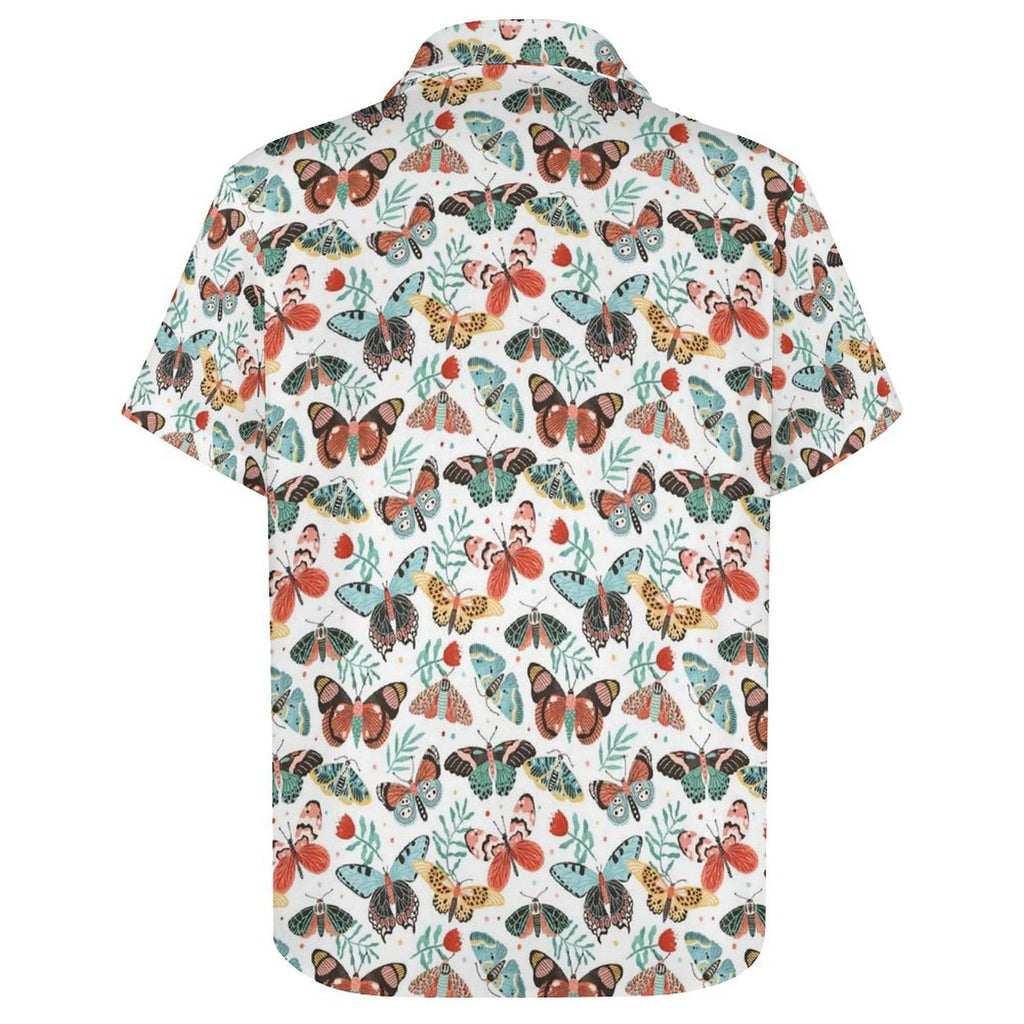 Pretty Moths And Butterflies Women's Short-Sleeve Button Up Shirt Women's Short-Sleeve Button Up Shirt animal Printed Offshore