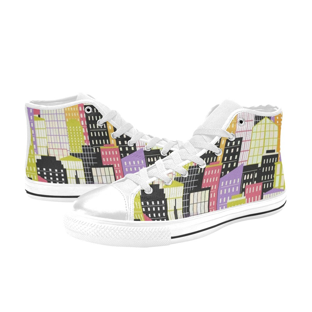 City Scape Women's High Top Canvas Shoes Womens Classic High Top Shoes Printed Offshore