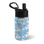 Cute Unicorn Rainbow 12oz Kids Water Bottle with Straw Lid