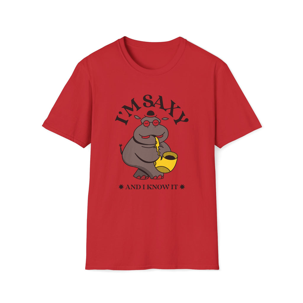 I'm Saxy And I Know It, Saxophone Hippo - Unisex Softstyle T-shirt