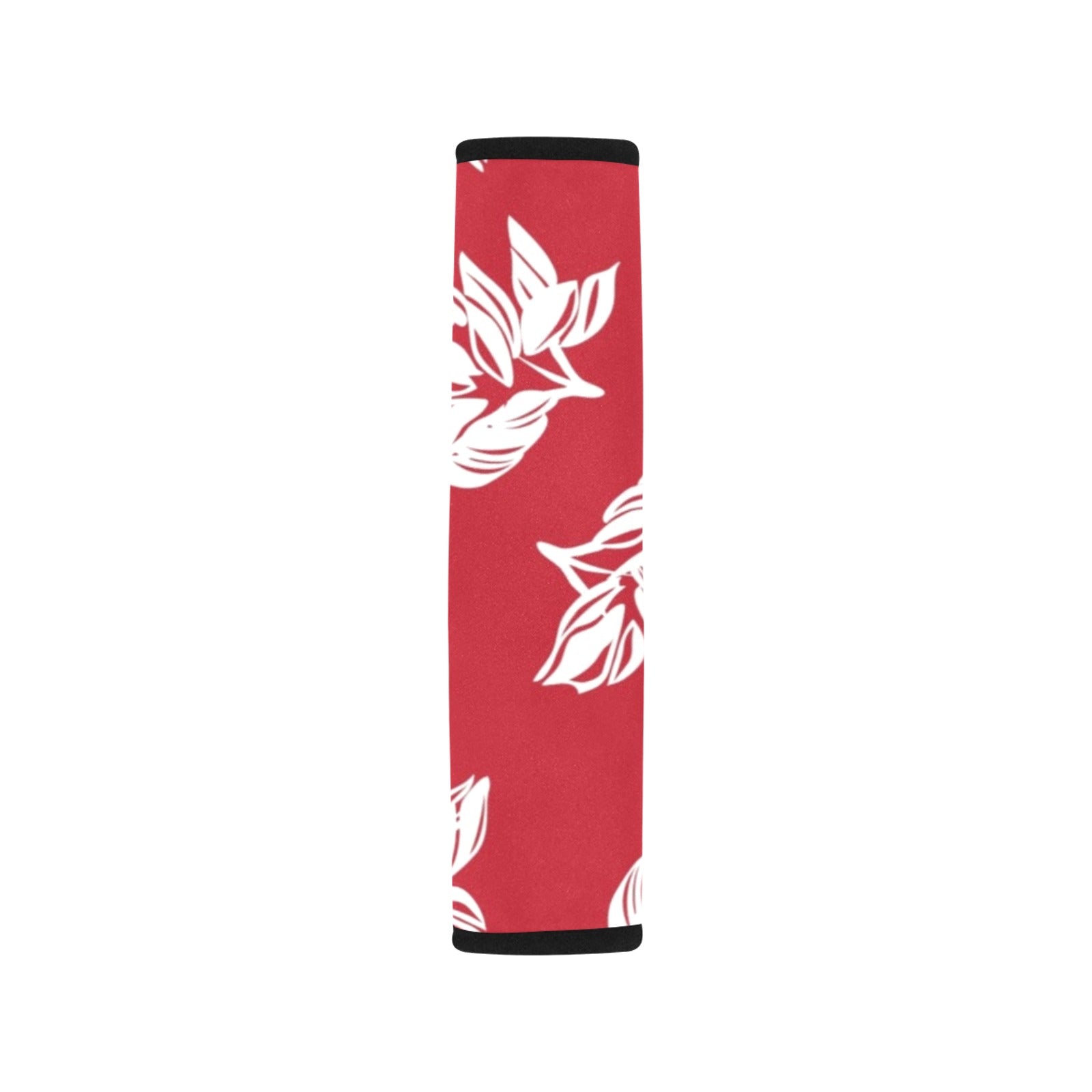 Red Retro Foliage, Hawaiian Flower Car Seat Belt Cover 7''x10'' (Pack of 2) Car Seat Belt Cover 7x10 (Pack of 2) Plants Printed Offshore