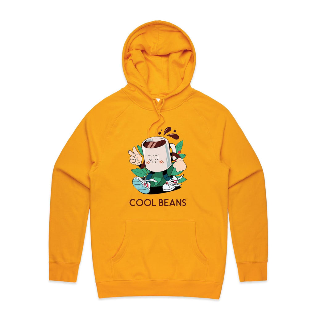 Cool Beans, Coffee - Mens Hoodie Gold Mens Hoodie Coffee Printed In Australia