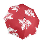 Red Retro Foliage, Hawaiian Flower - Semi-Automatic Foldable Umbrella (Model U12) One Size Semi-Automatic Foldable Umbrella (U12)