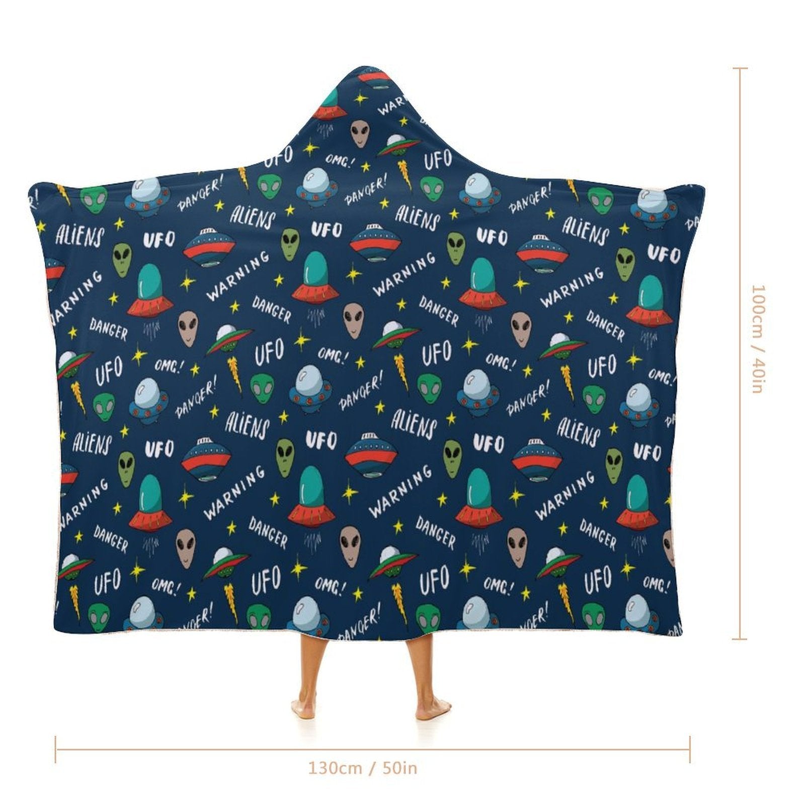 UFO's And Aliens Kids Hooded Blanket 100cm x 130cm Kids Hooded Blanket Printed Offshore Sci Fi