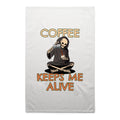 Coffee Keeps Me Alive, Skeleton AS Colour Tea Towel White One Size Tea Towel Coffee Printed In Australia