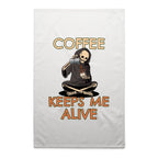 Coffee Keeps Me Alive, Skeleton - AS Colour Tea Towel White One Size Tea Towel Coffee Printed In Australia