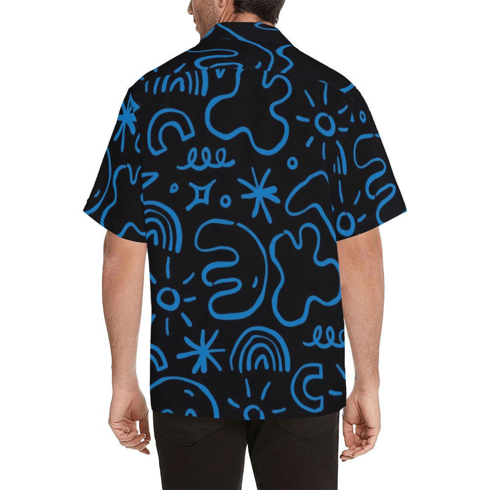 Blue Squiggle - Mens Hawaiian Shirt