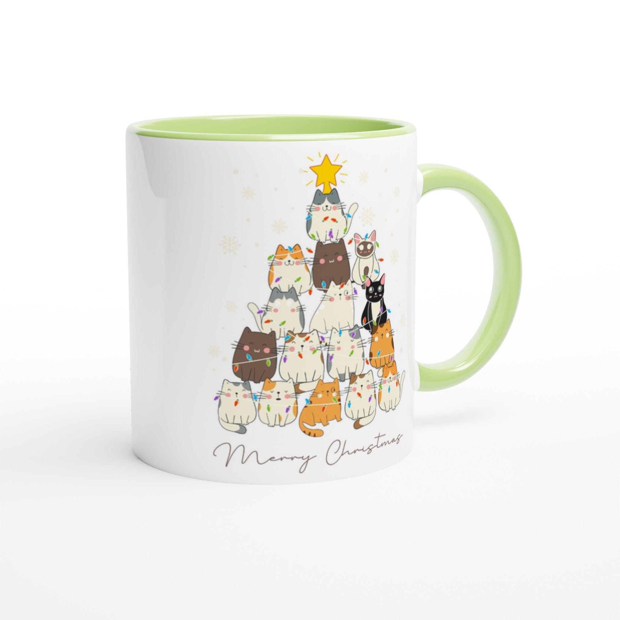 Cats Merry Christmas - 11oz Ceramic Mug Christmas Colour Mug Christmas Globally Fulfilled