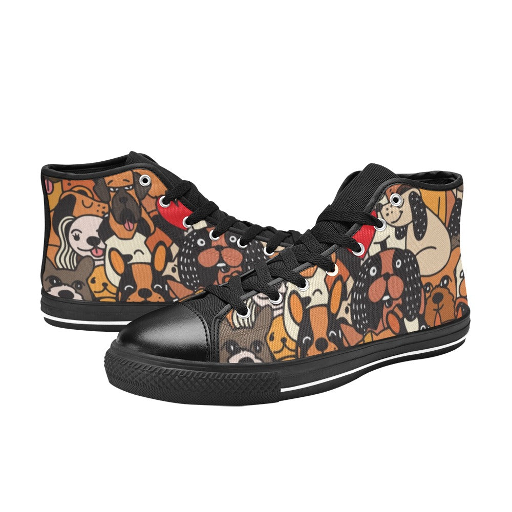 Funny Dog Crowd - Men's High Top Canvas Shoes