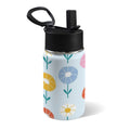 Abstract Cute Flowers 12oz Kids Water Bottle with Straw Lid