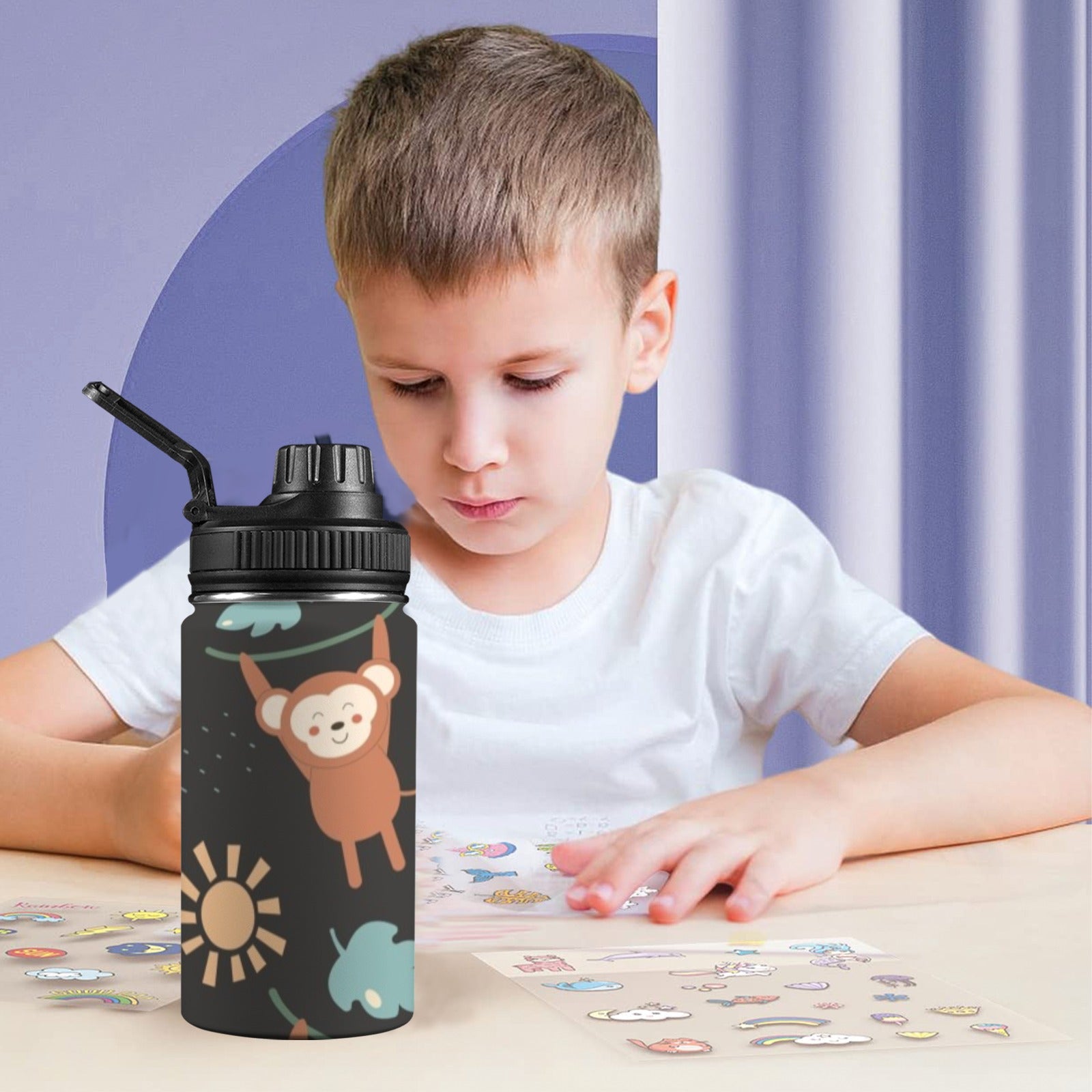 Monkey Swing - Kids Water Bottle with Chug Lid (12 oz)