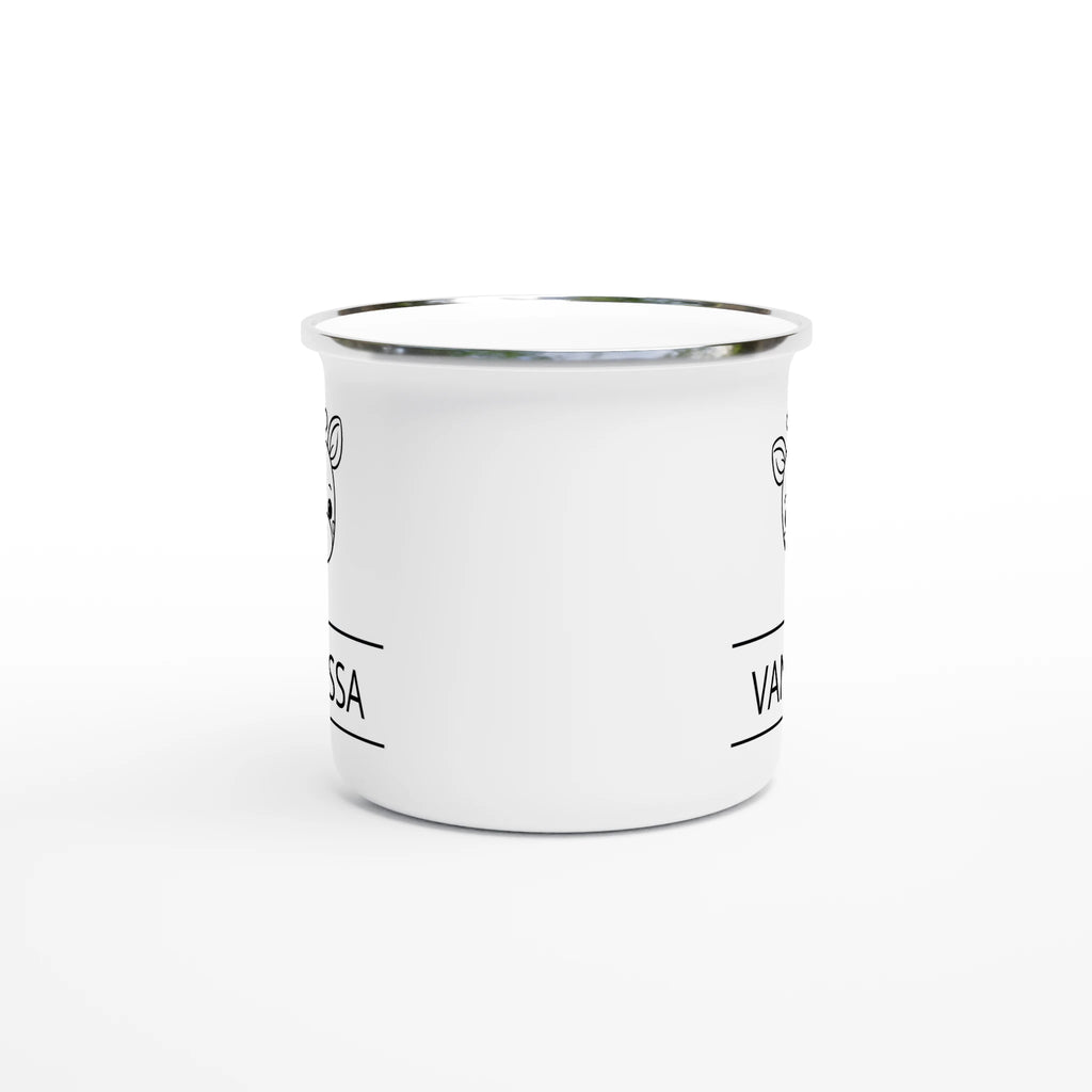 Giraffe Name - White 12oz Enamel Mug Personalised Enamel Mug animal customise Globally Fulfilled Name personalise