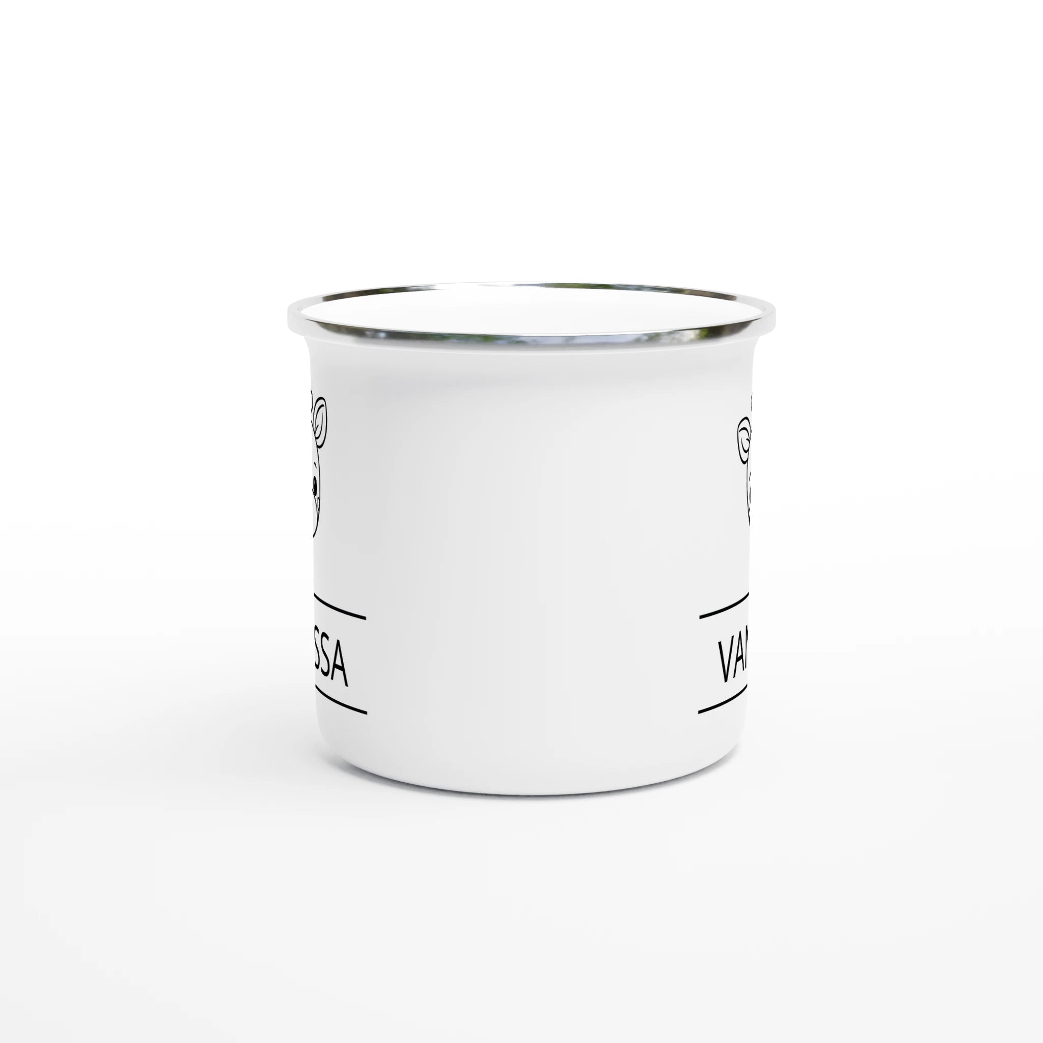 Giraffe Name - White 12oz Enamel Mug Personalised Enamel Mug animal customise Globally Fulfilled Name personalise