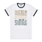 Keep Life Simple - Staple Ringer Tee White Navy Ringer T-Shirt Positivity Printed In Australia