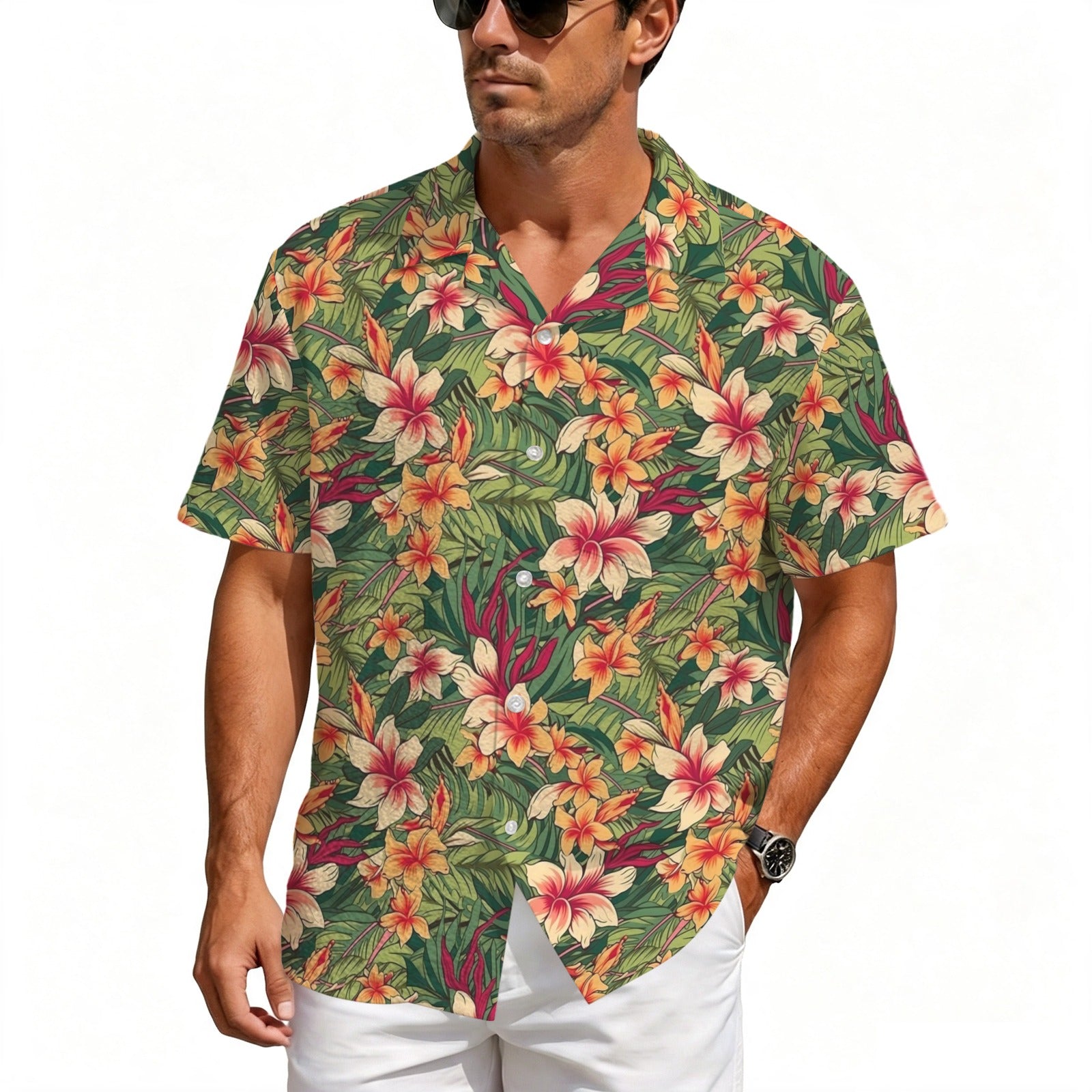 Vintage Hawaiian Floral Men's Crinkle Hawaiian Shirt
