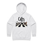The Cats, Fab Four Crossing The Road - Womens Hoodie White Marle Womens Hoodie animal Music Printed In Australia