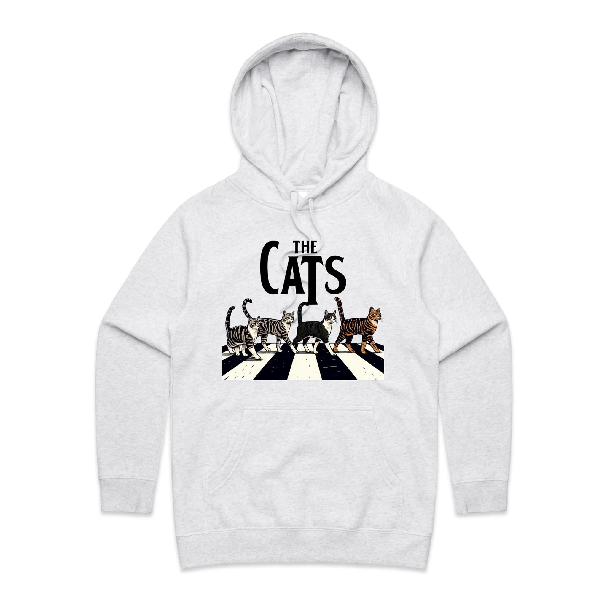 The Cats, Fab Four Crossing The Road - Womens Hoodie White Marle Womens Hoodie animal Music Printed In Australia