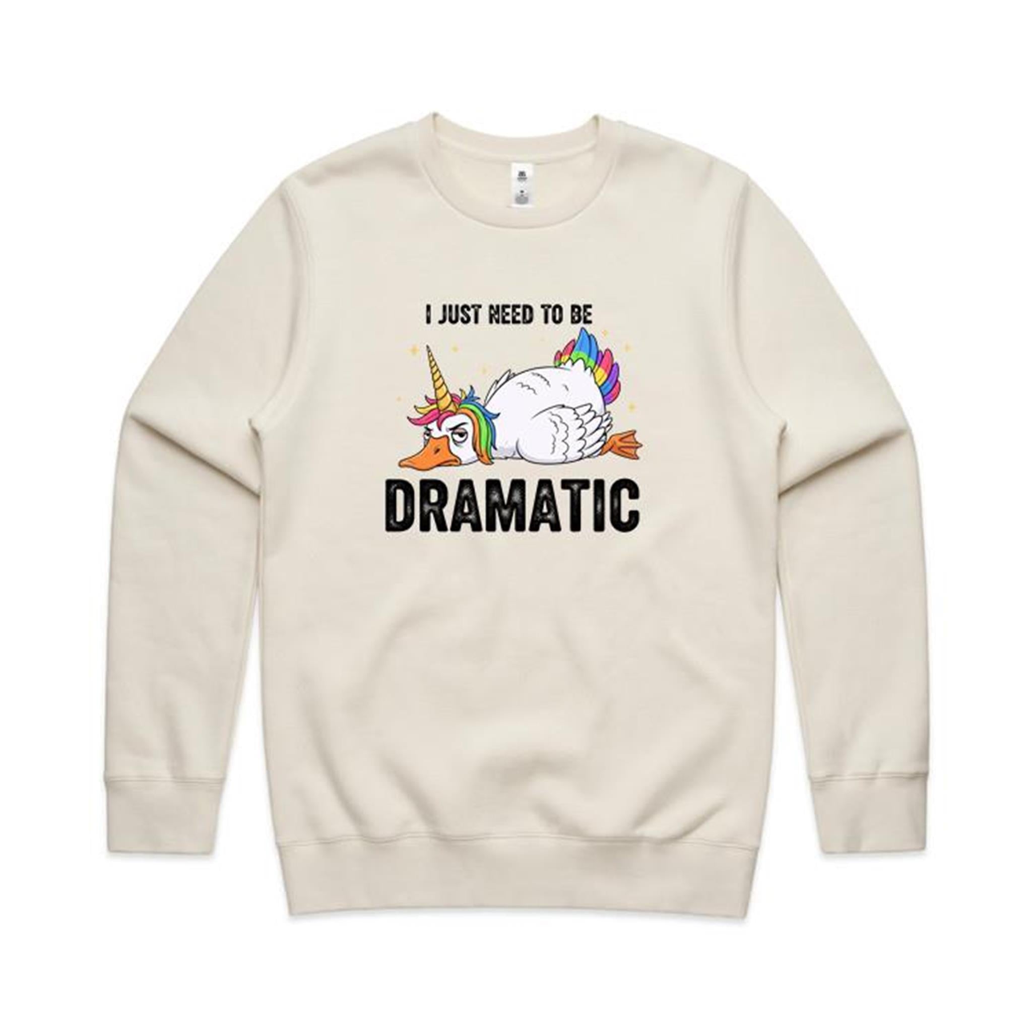 Dramatic Unicorn Goose - AS Colour Stencil Crew Sweatshirt Ecru Sweatshirt animal Printed In Australia