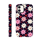 Pink Daisies On Black - Apple iPhone Tough case iPhone 12 Mini iPhone Tough Case Globally Fulfilled Plants