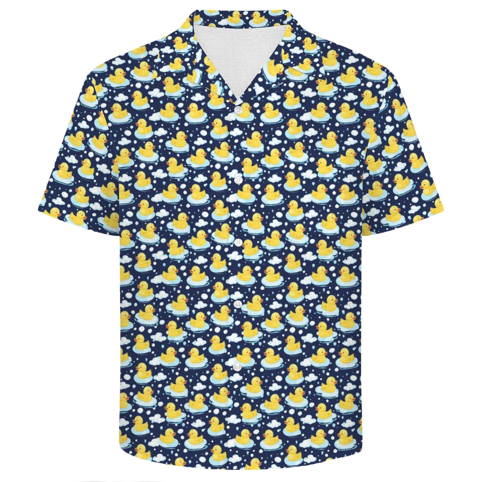 Rubber Ducks On Dark Men's Crinkle Hawaiian Shirt