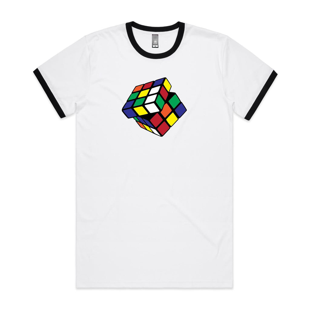 Game Cube - Staple Ringer Tee White Black Ringer T-Shirt Games Printed In Australia