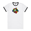 Game Cube Men's AS Colour Ringer Tee White Black Ringer T-Shirt Games Printed In Australia