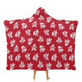 Retro Red Hawaiian Foliage Kids Hooded Blanket 100cm x 130cm white 40"×50" Kids Hooded Blanket Plants Printed Offshore Surf