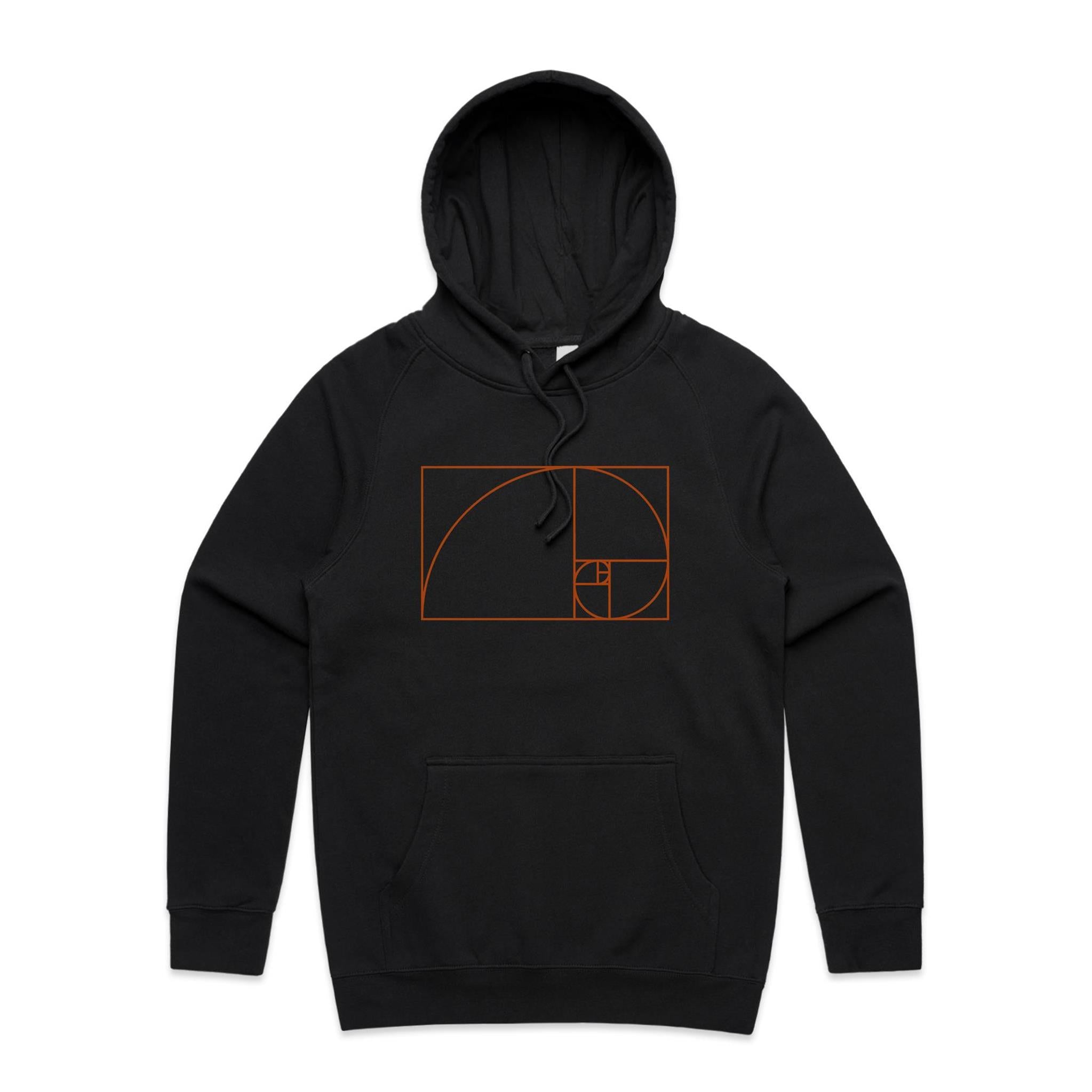 Fibonacci - Mens Hoodie Black Mens Hoodie Maths Printed In Australia Science