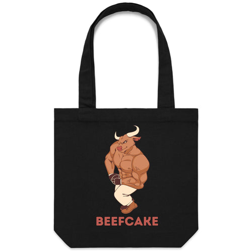 Beef Cake - Canvas Tote Bag Black One Size Tote Bag Printed In Australia