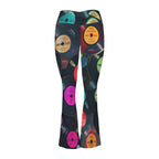 Retro Vinyl Records High Waist Crossover Tummy Control Flare Leggings High Waist Flare Leggings Music Printed Offshore