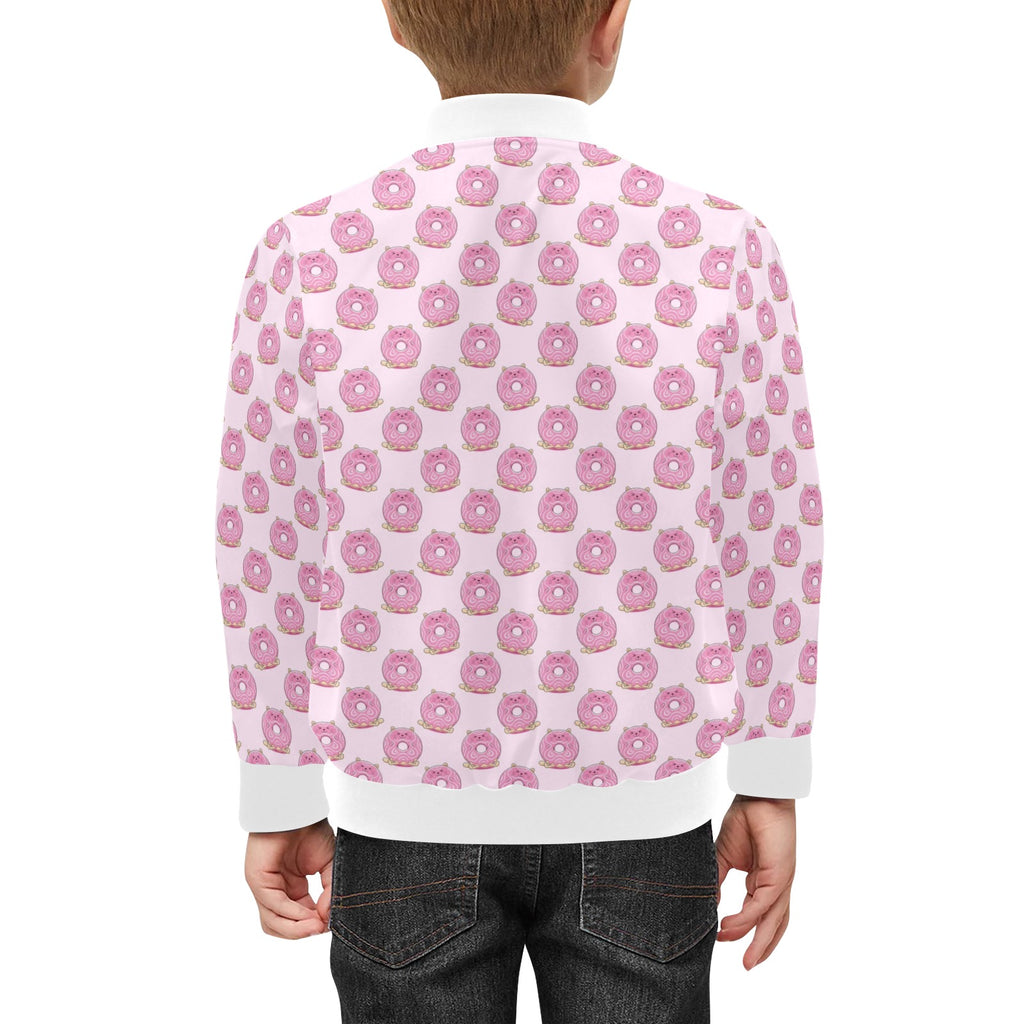 Pink Cat Doughnuts Kids Bomber Jacket