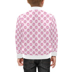 Pink Cat Doughnuts Kids Bomber Jacket