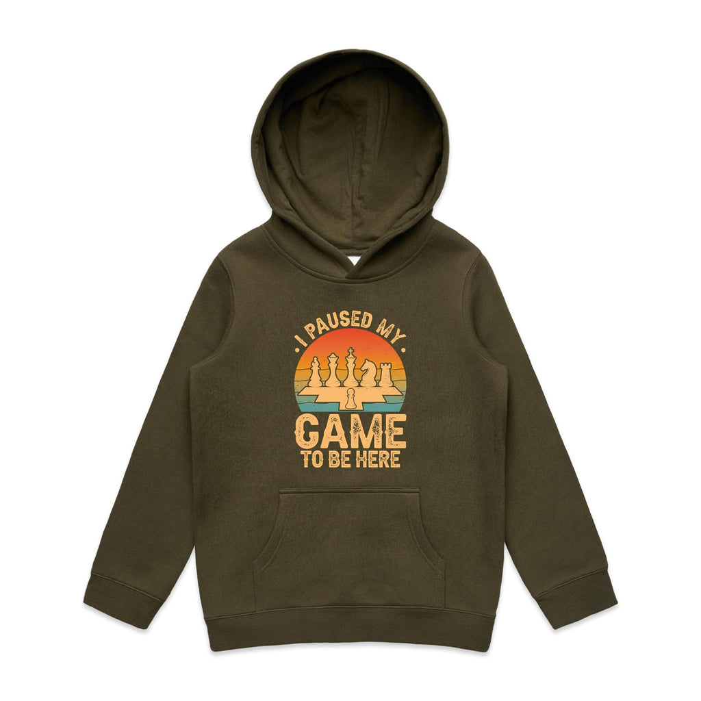 Chess, I Paused My Game To Be Here - Kids Hoodie Army Kids Hoodie Chess Games Printed In Australia