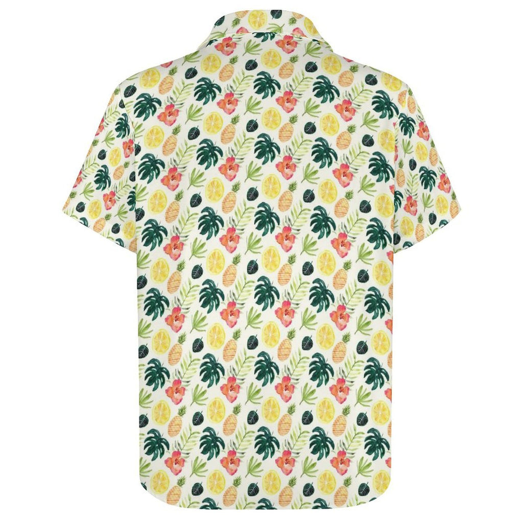 Tropical Pineapple Women's Short-Sleeve Button Up Shirt Women's Short-Sleeve Button Up Shirt Food Printed Offshore