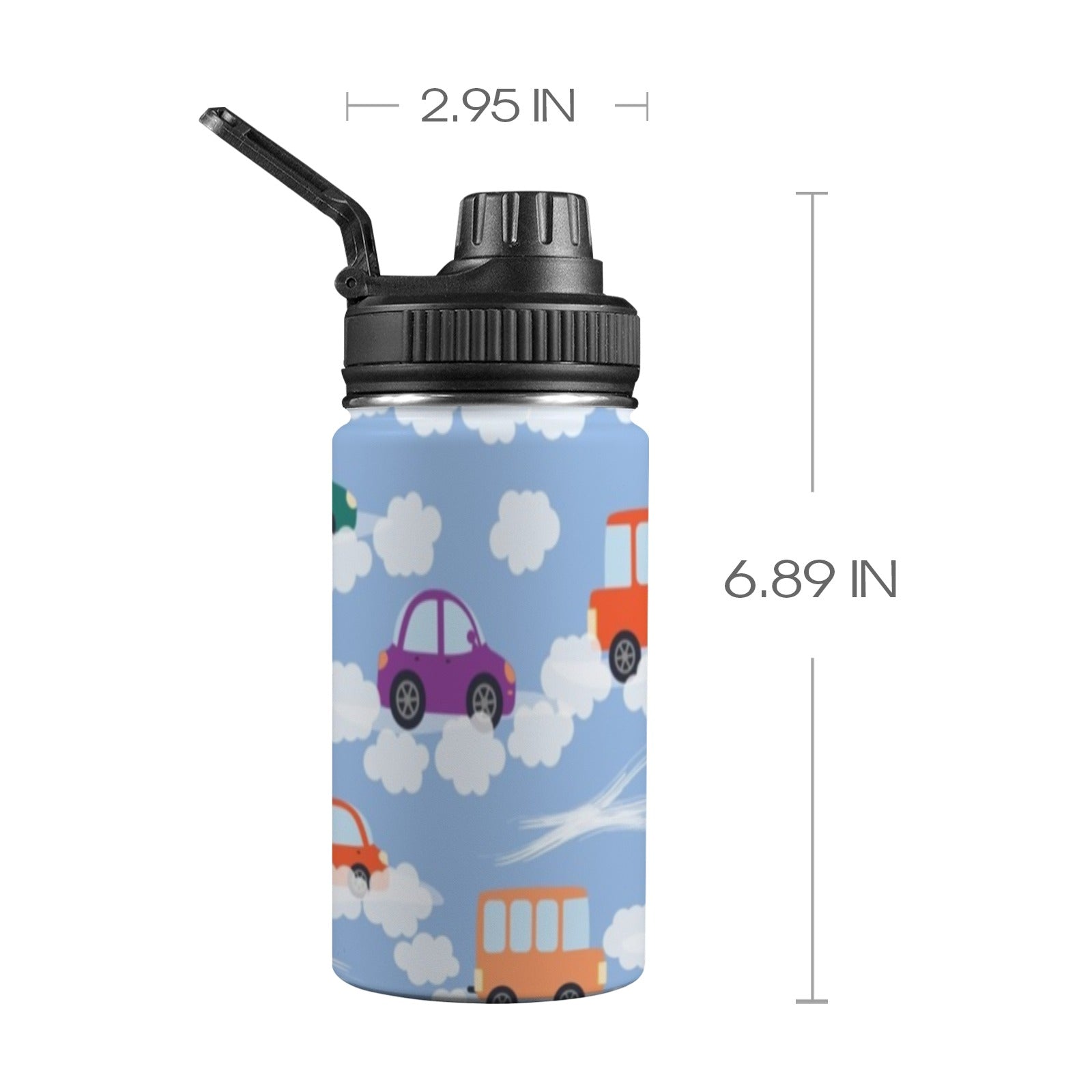 Colourful Cars Kids Water Bottle with Chug Lid (12 oz) One Size Kids Water Bottle with Chug Lid Printed Offshore