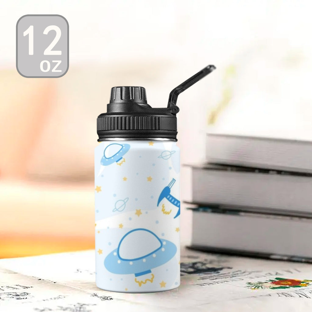 Spaceships And UFO's - Kids Water Bottle with Chug Lid (12 oz) Kids Water Bottle with Chug Lid Printed Offshore Space