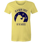 If A Bear Toots In The Woods, Trumpet Player - Womens T-shirt Yellow Womens T-shirt animal Music Printed In Australia