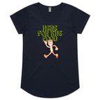 Here For The Food - Womens Scoop Neck T-Shirt Navy Womens Scoop Neck T-shirt Food Printed In Australia
