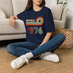 Turning 50 Vintage 1976 Retro Stripes Unisex T-Shirt Unisex Adult T-shirt Birthday Globally Fulfilled