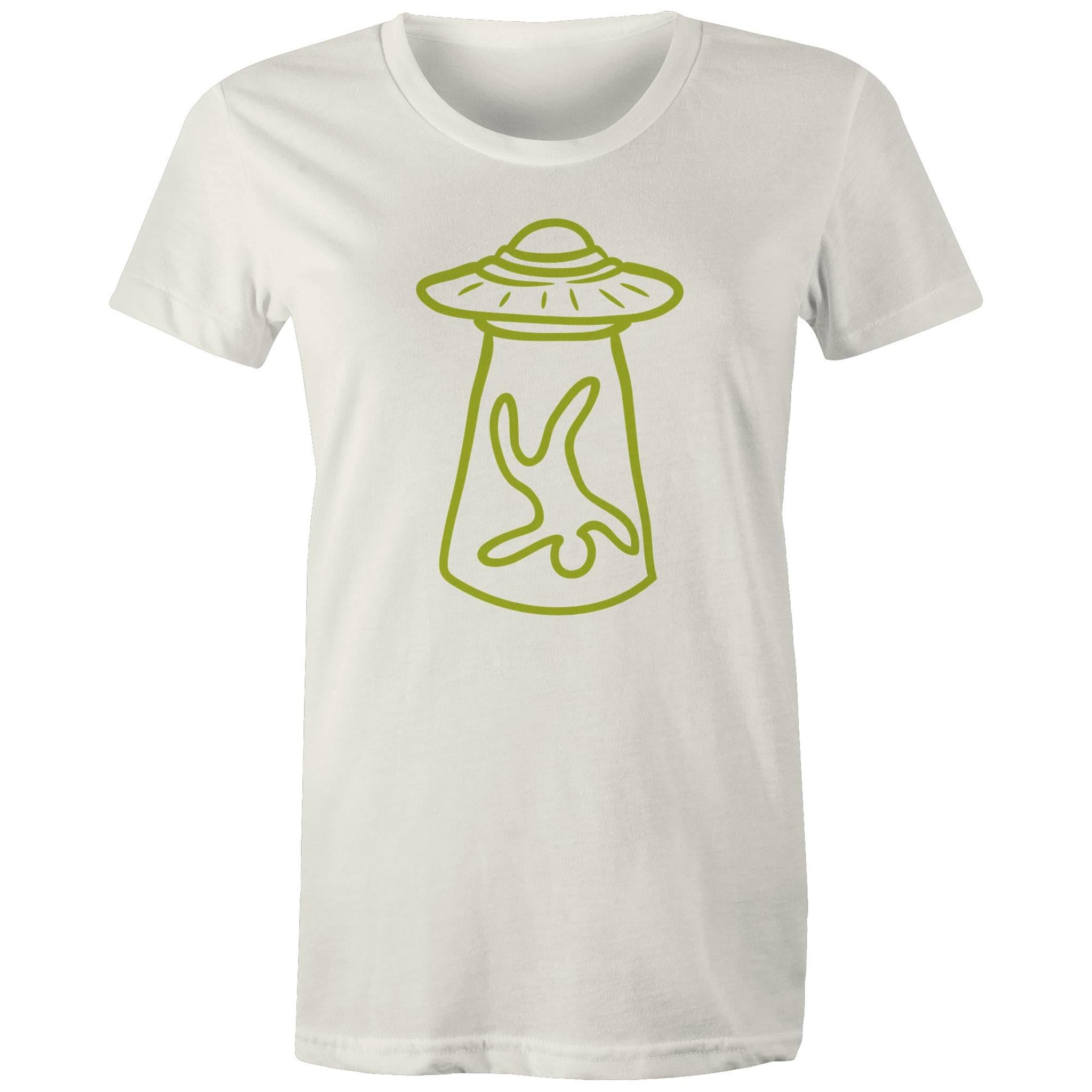 Alien Abduction - Womens T-shirt Natural Womens T-shirt Printed In Australia Sci Fi