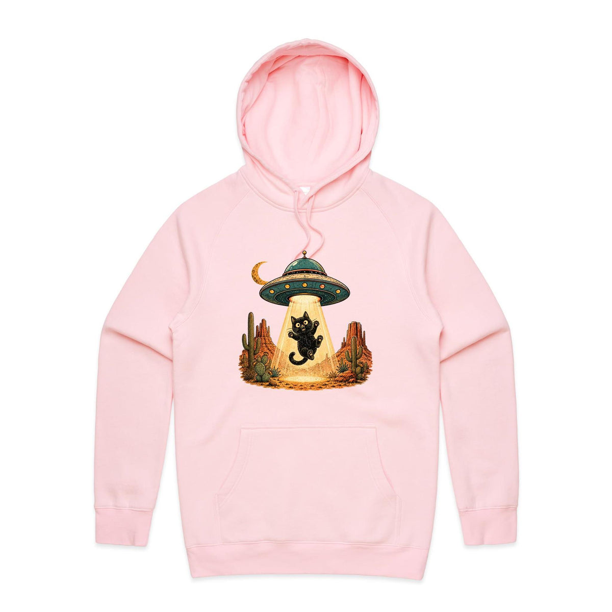 Black Cat Alien UFO Abduction Men's AS Colour Hoodie